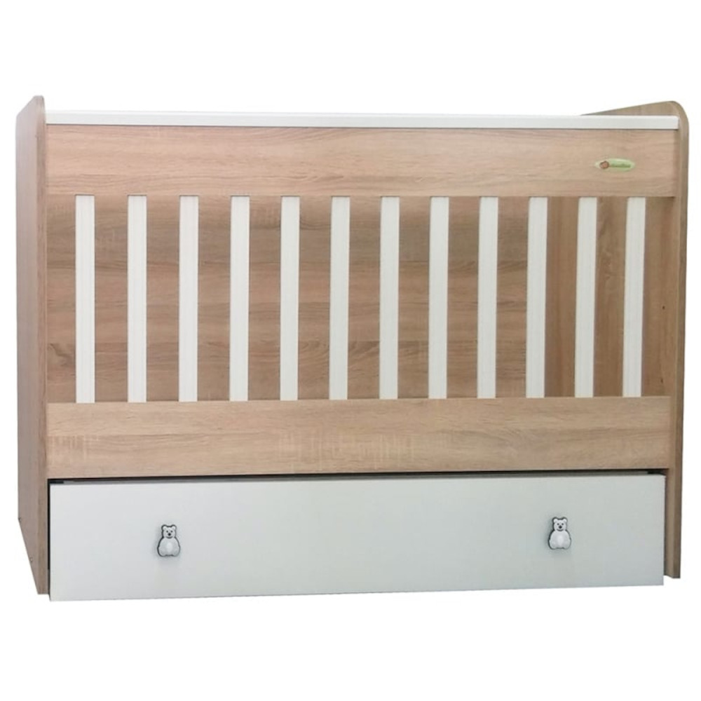 Κρεβατάκι με Λίκνισμα 60x120cm Ήρα Beboulino Σημύδα-Λευκό 10001062611