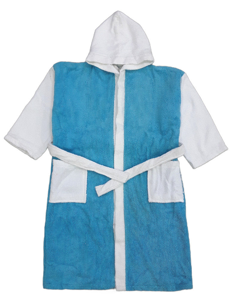 Μπουρνούζι Παιδικό με Κουκούλα Turquoise White 70200721110