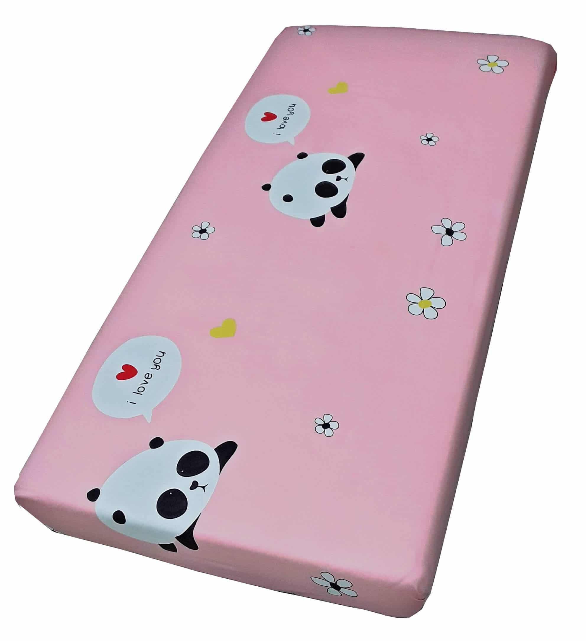 Σεντόνι Κούνιας με Λάστιχο 70x140cm Beboulino Panda Pink 74418820070