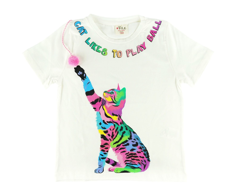 Μπλούζα Κοντομάνικη Ecru Cat Like To Play Ball Star File 38753
