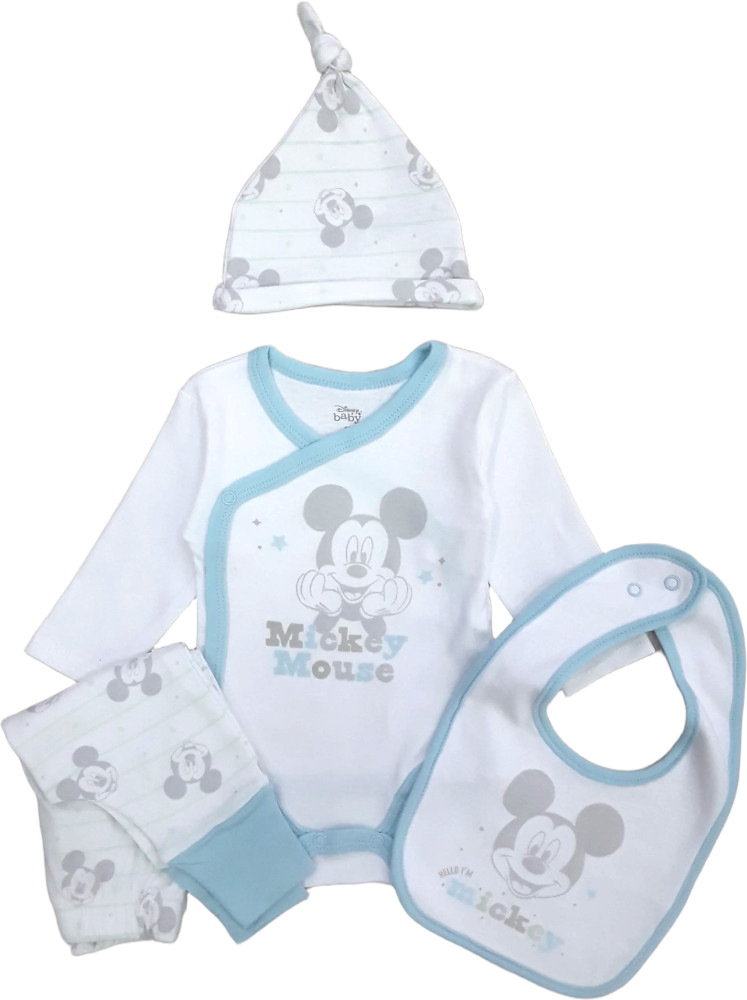 Σετ Νεογέννητου 4τμχ Interlock White Light Blue Mickey 8040114